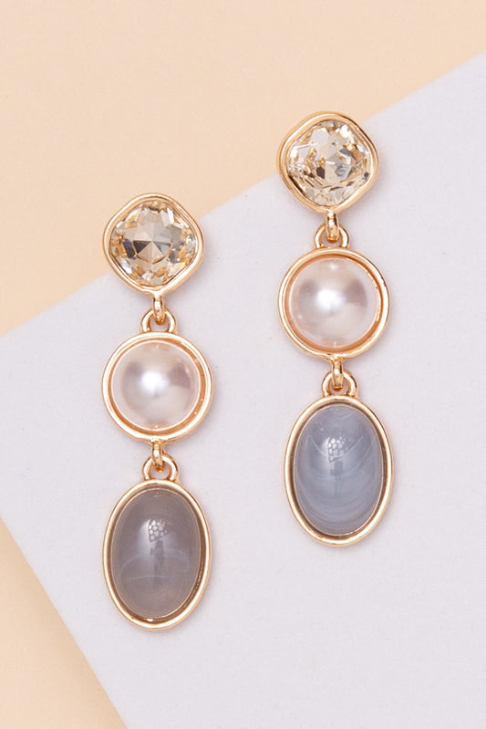 Giselle Crystal Stone Dangle Earrings | Pearl