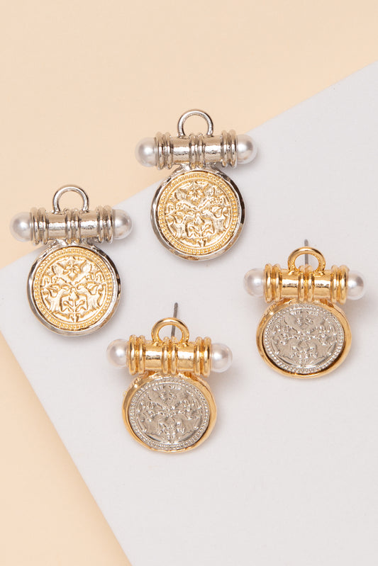 Aliza Post Medallion Earrings
