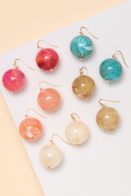Jenna Round Marble Dangle Earrings