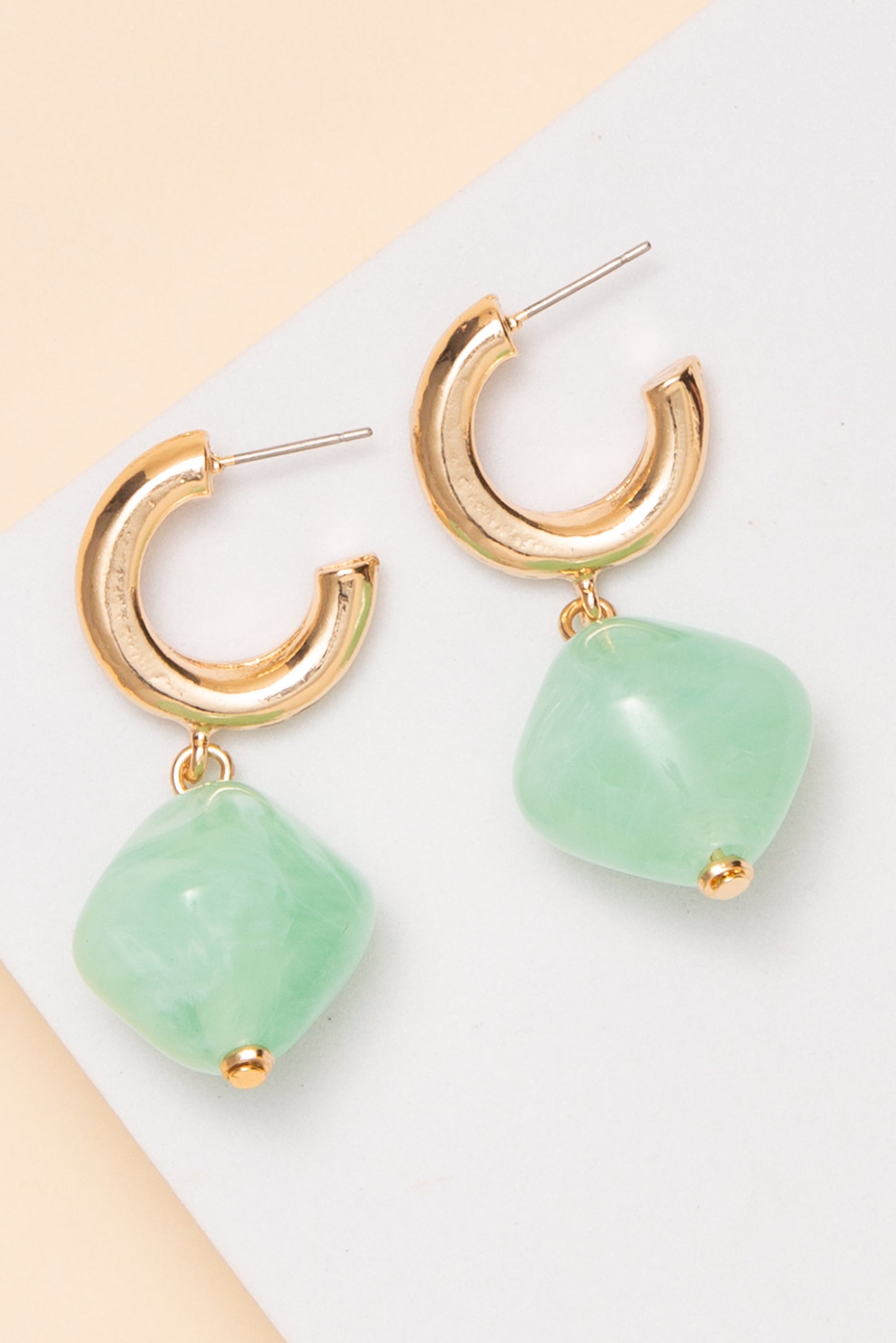 Brooklyn Gold Huggie Stone Dangle Earrings | Mint