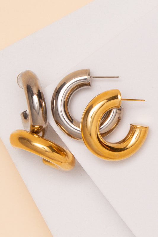 Lucy Hoop Earrings In 18K Gold Dipped or Stainless Steel