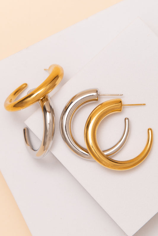 Chloe Open C Hoop Tube Earrings