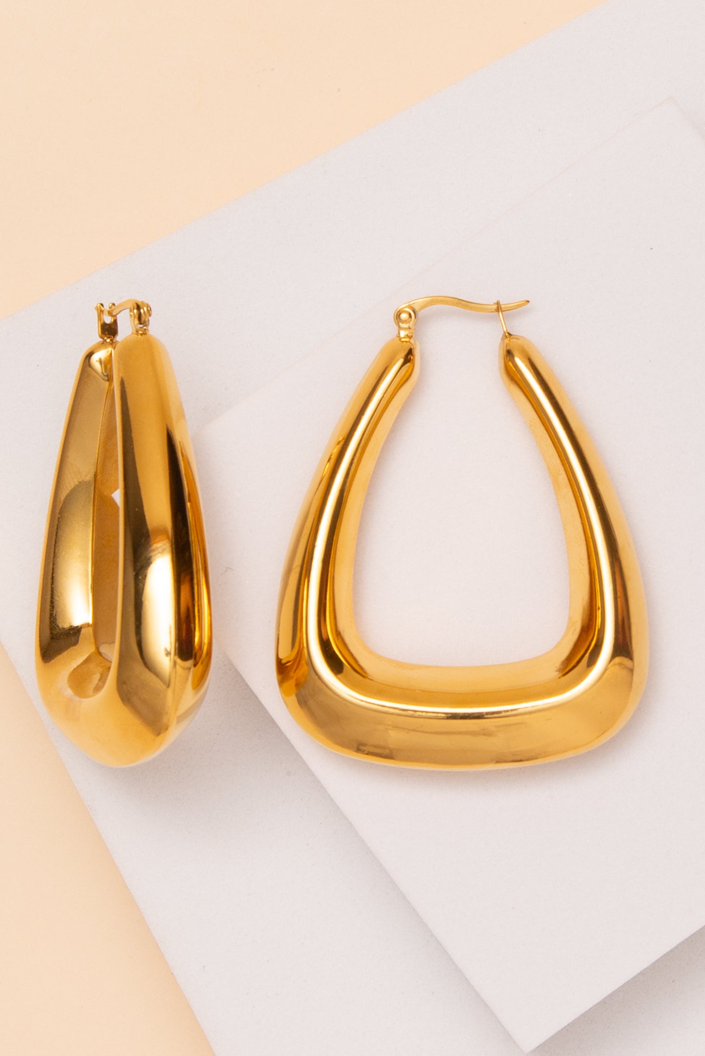 Maya Triangular Earrings In 18K Gold Dipped Or Stainless Steel