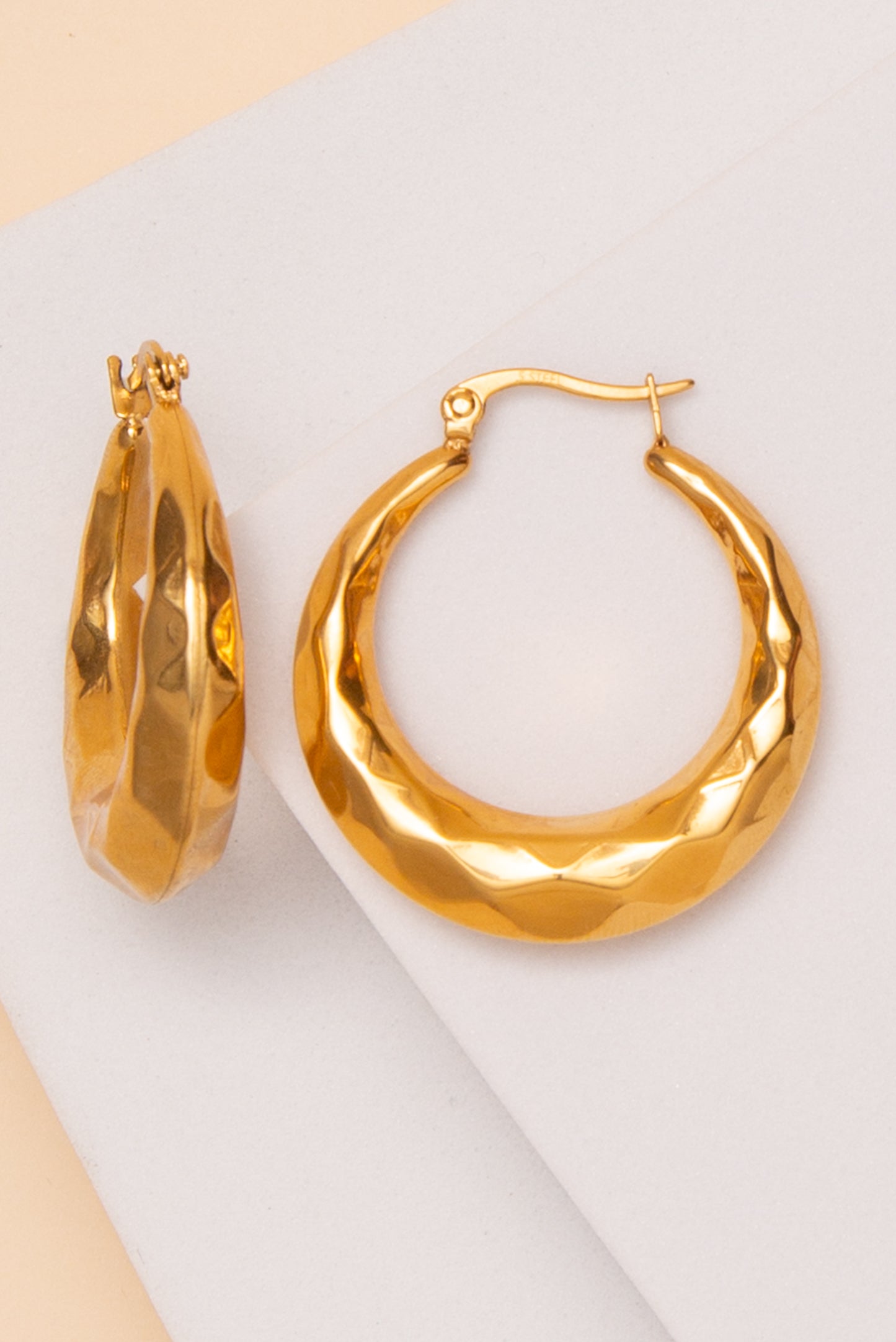 Zoey Textured Earrings In 18K Gold Dipped Or Stainless Steel