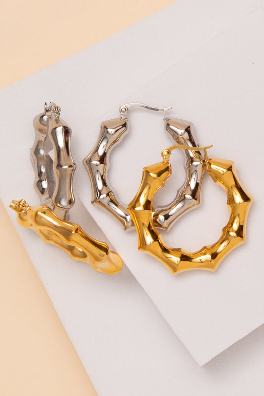 Millie Bamboo Earrings In 18K Gold Dipped Or Stainless Steel