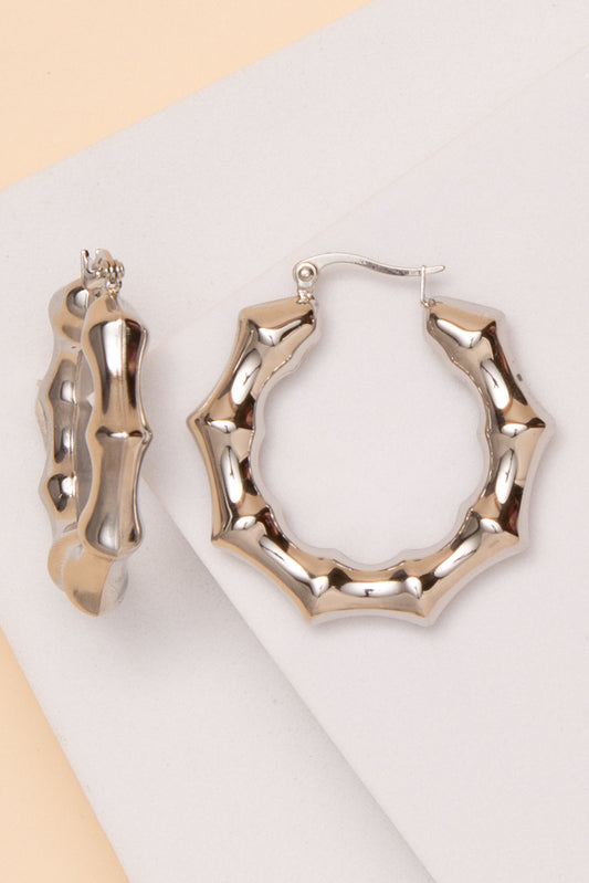 Millie Bamboo Earrings In 18K Gold Dipped Or Stainless Steel | Silver