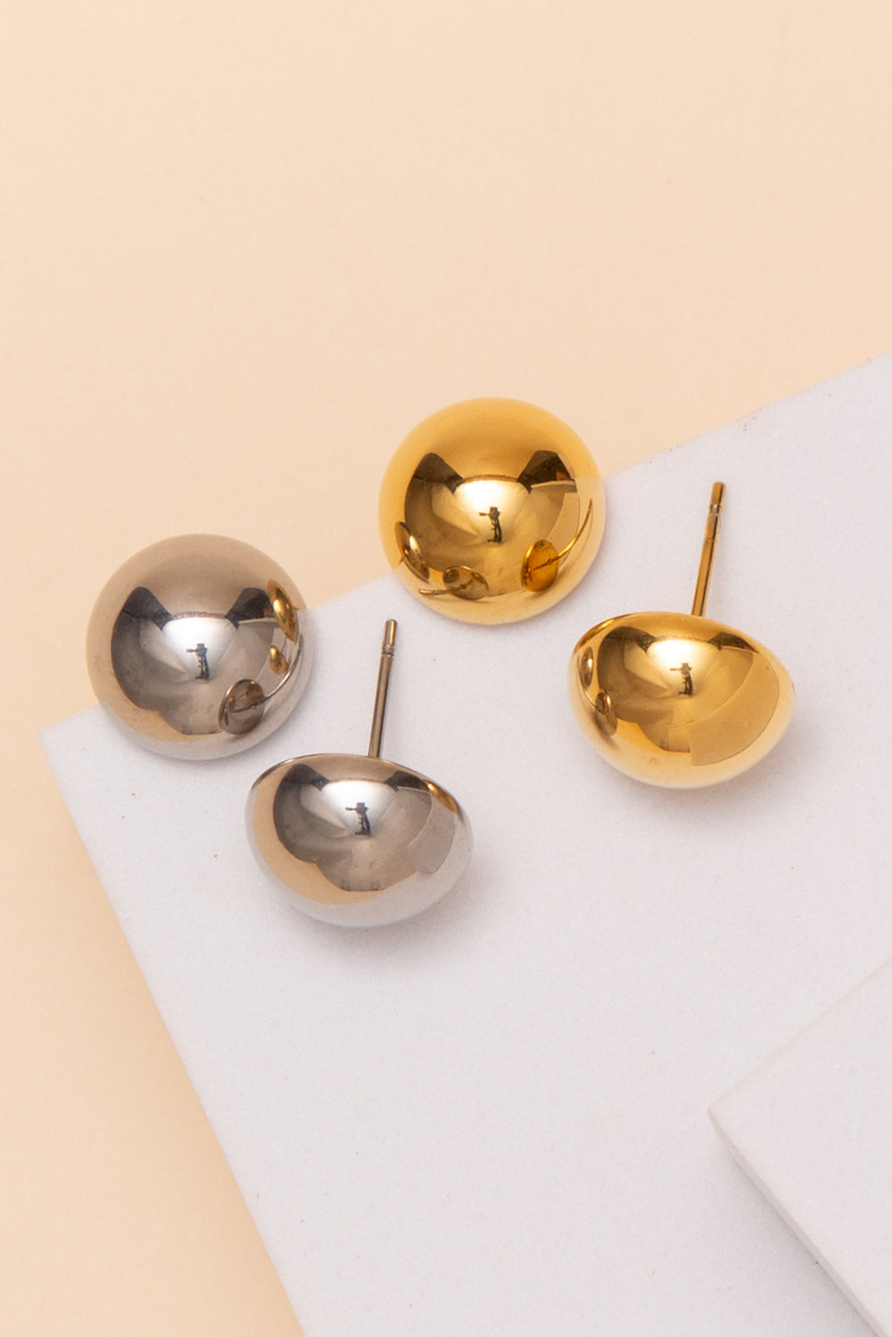 Georgia Ball Stud Earrings – 18K Gold Dipped or Stainless Steel