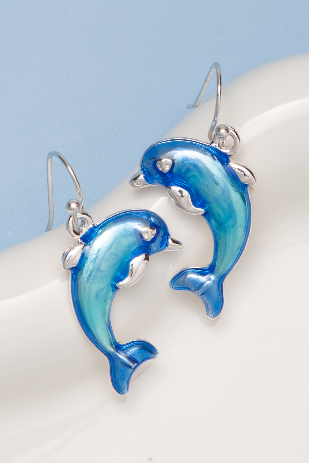 Catalina Polished Epoxy Dolphin Drop Earrings