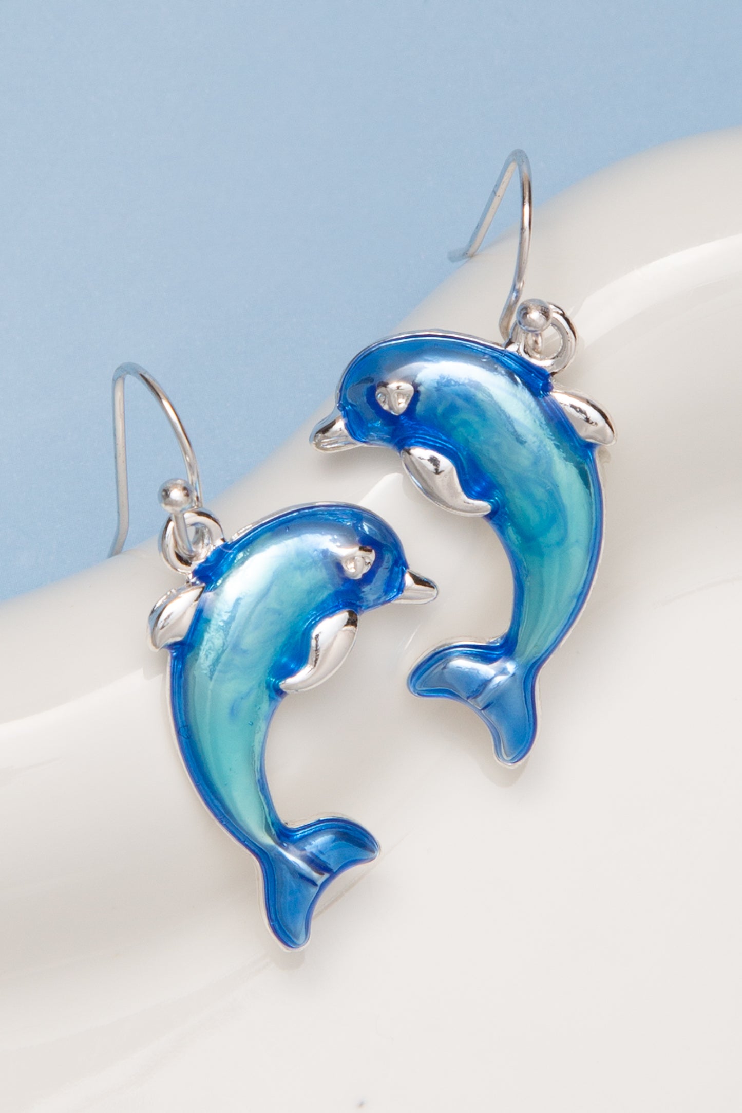Catalina Polished Epoxy Dolphin Drop Earrings