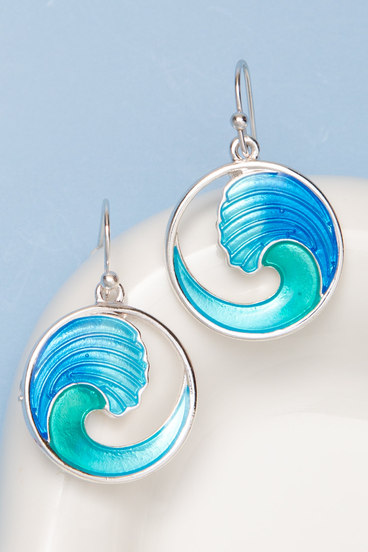 Claire Polished Epoxy Coastal Wave Drop Earrings