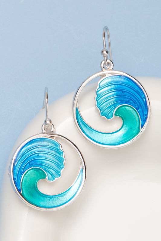 Claire Polished Epoxy Coastal Wave Drop Earrings