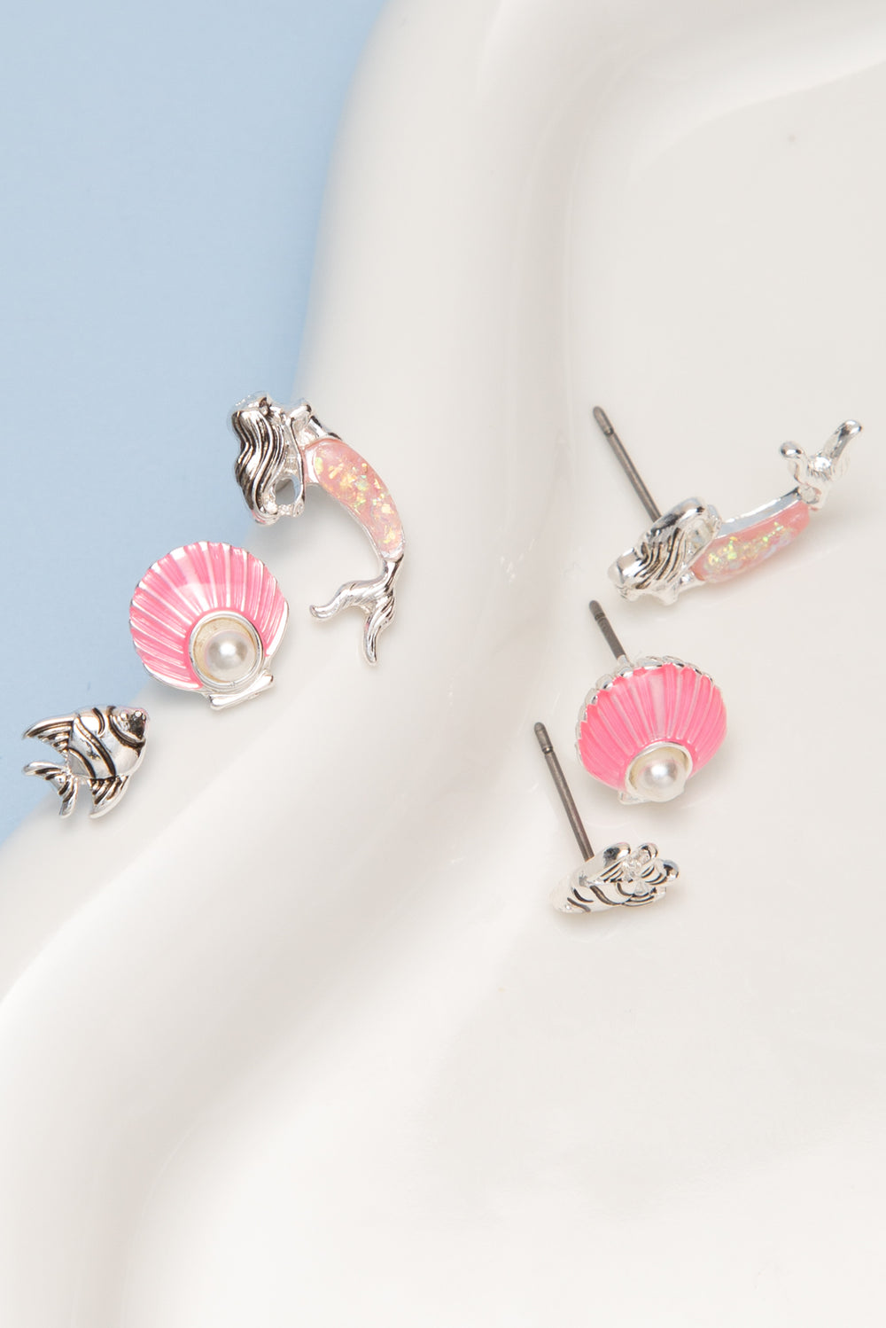 Caroline Fish, Seashell, and Mermaid Epoxy Earring Set