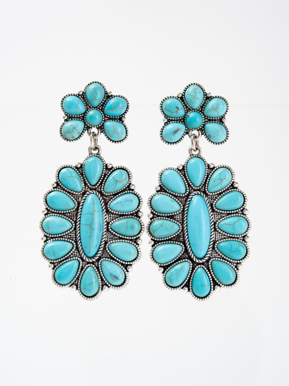 Alina Western Turquoise Squash Blossom Post Earrings