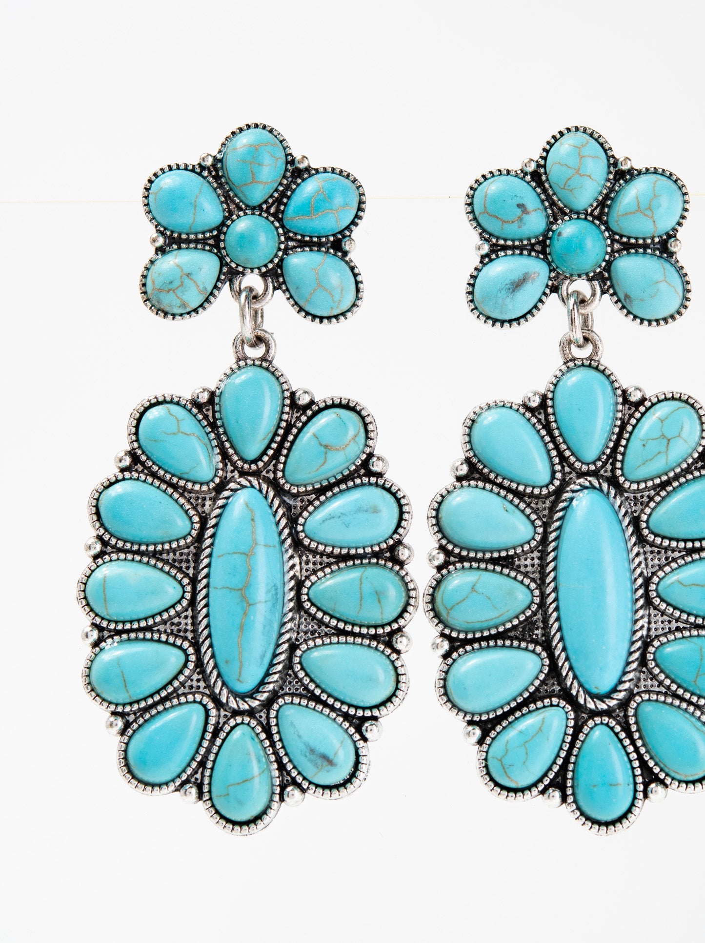 Alina Western Turquoise Squash Blossom Post Earrings