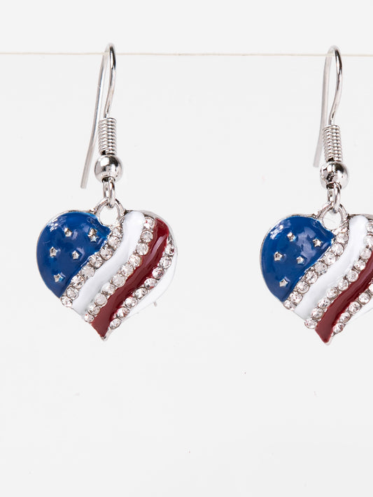 Raylyn Patriotic Studded Earrings | Heart
