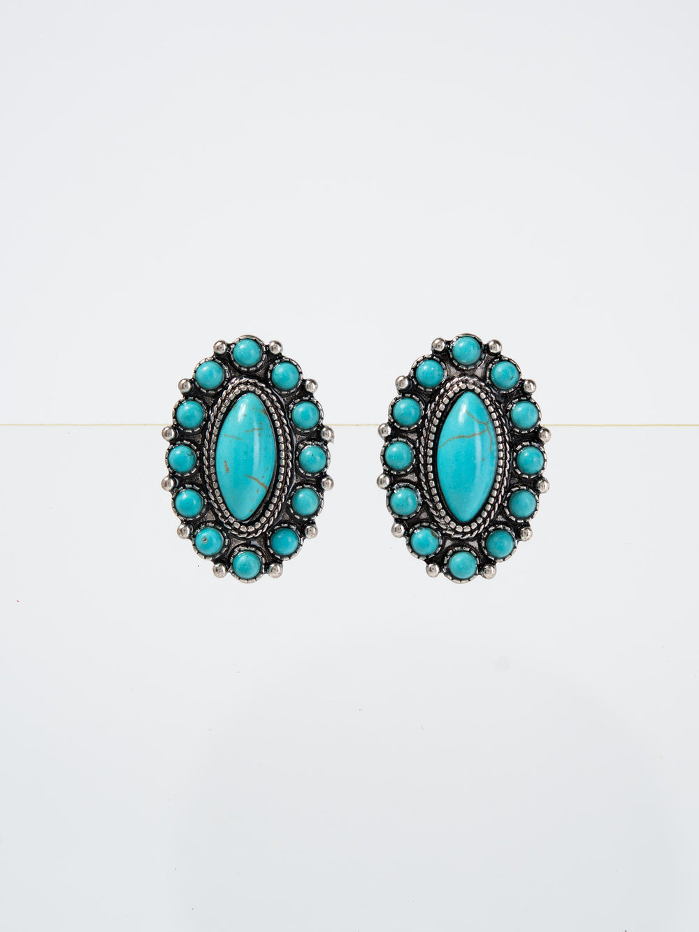 Jeanne Western Turquoise Stone Clip-On Earrings