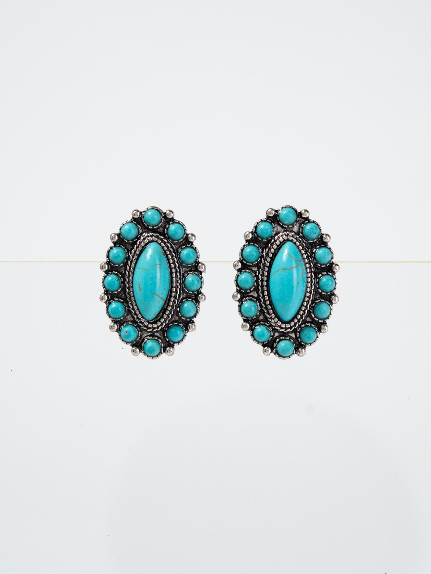 Jeanne Western Turquoise Stone Clip-On Earrings