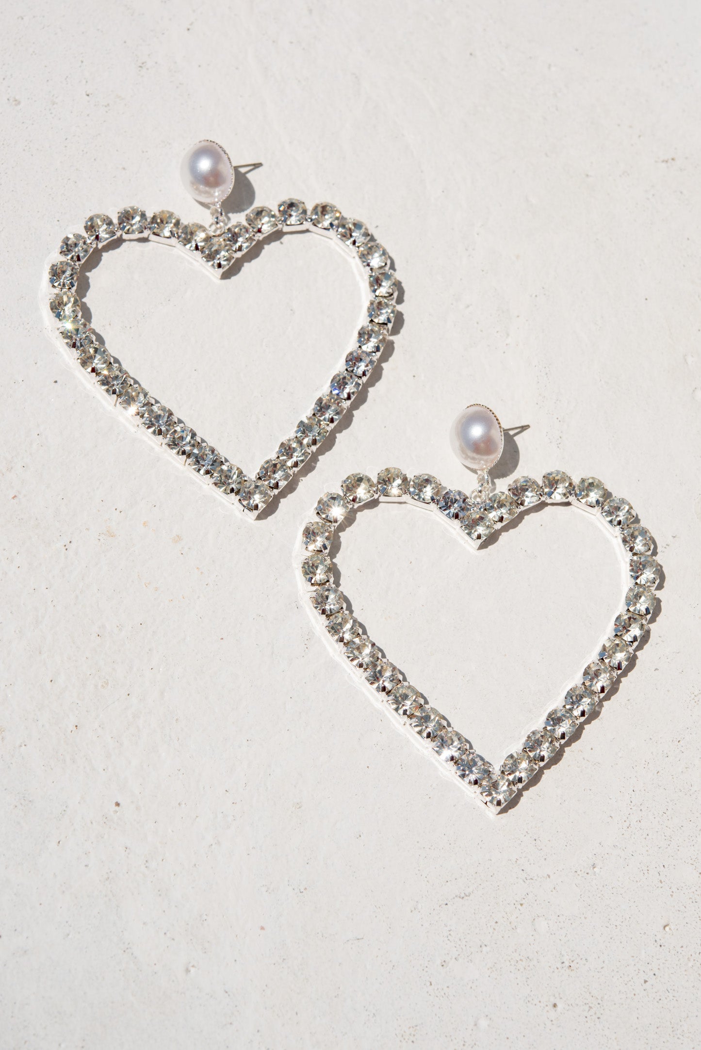 Glitzy Rhinestone Heart Dangle Earrings