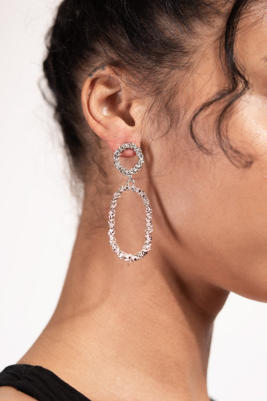 Casting Oval Dangle Earring | Silver