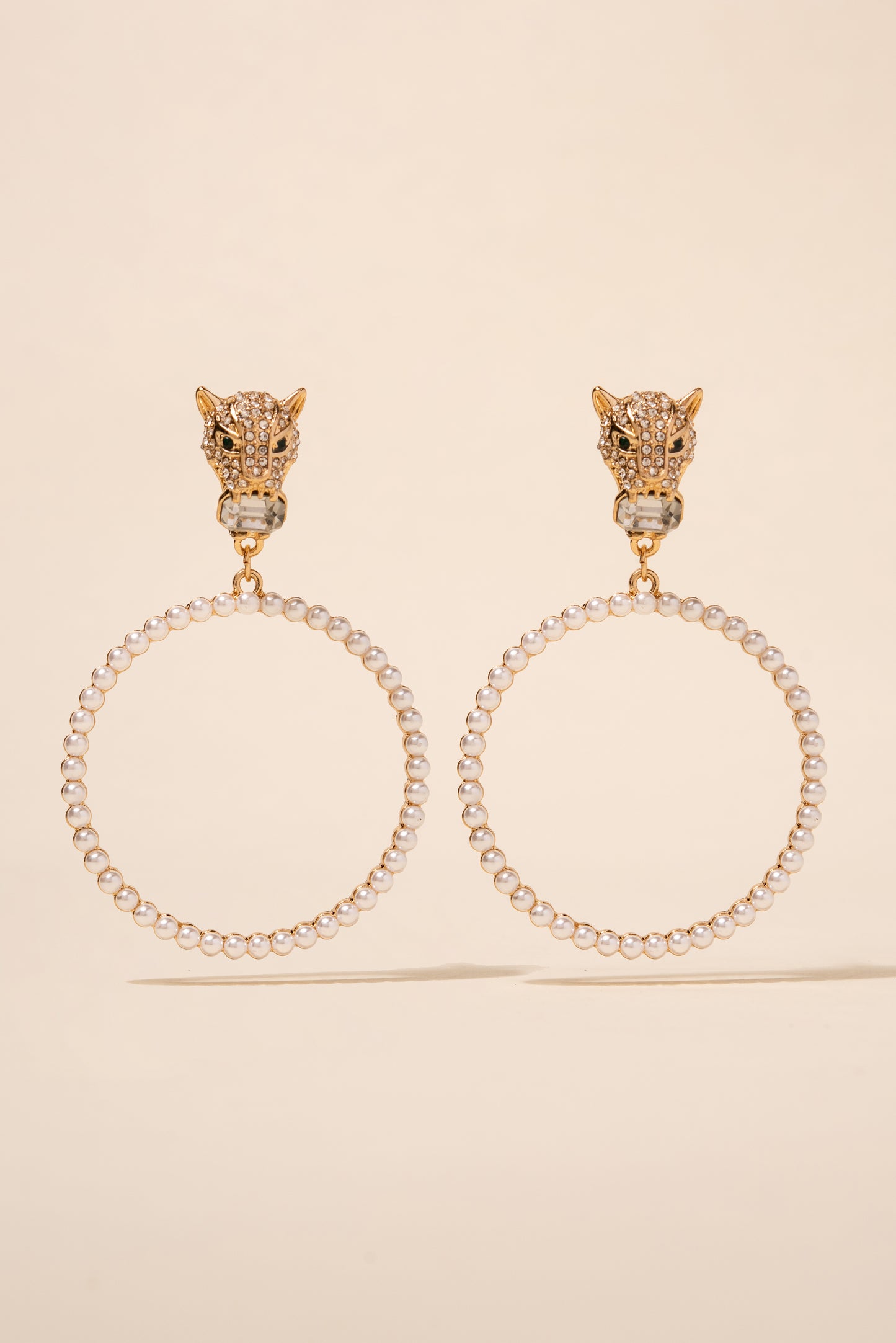 Jamila Leopard Rhinestone and Pearl Earrings
