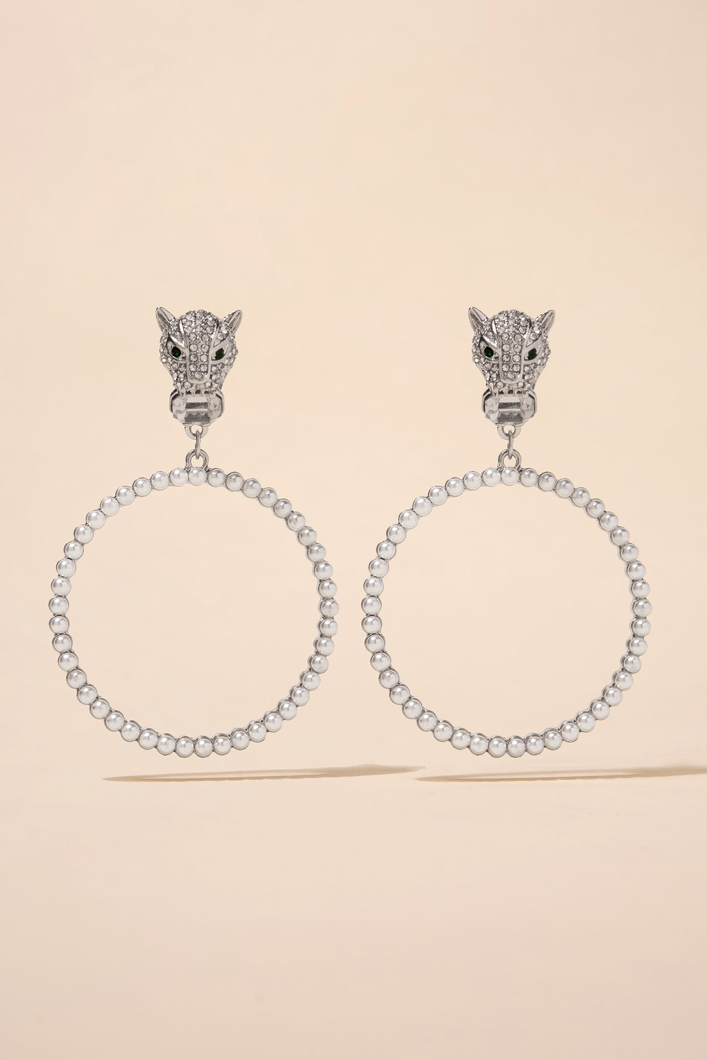 Jamila Leopard Rhinestone and Pearl Earrings