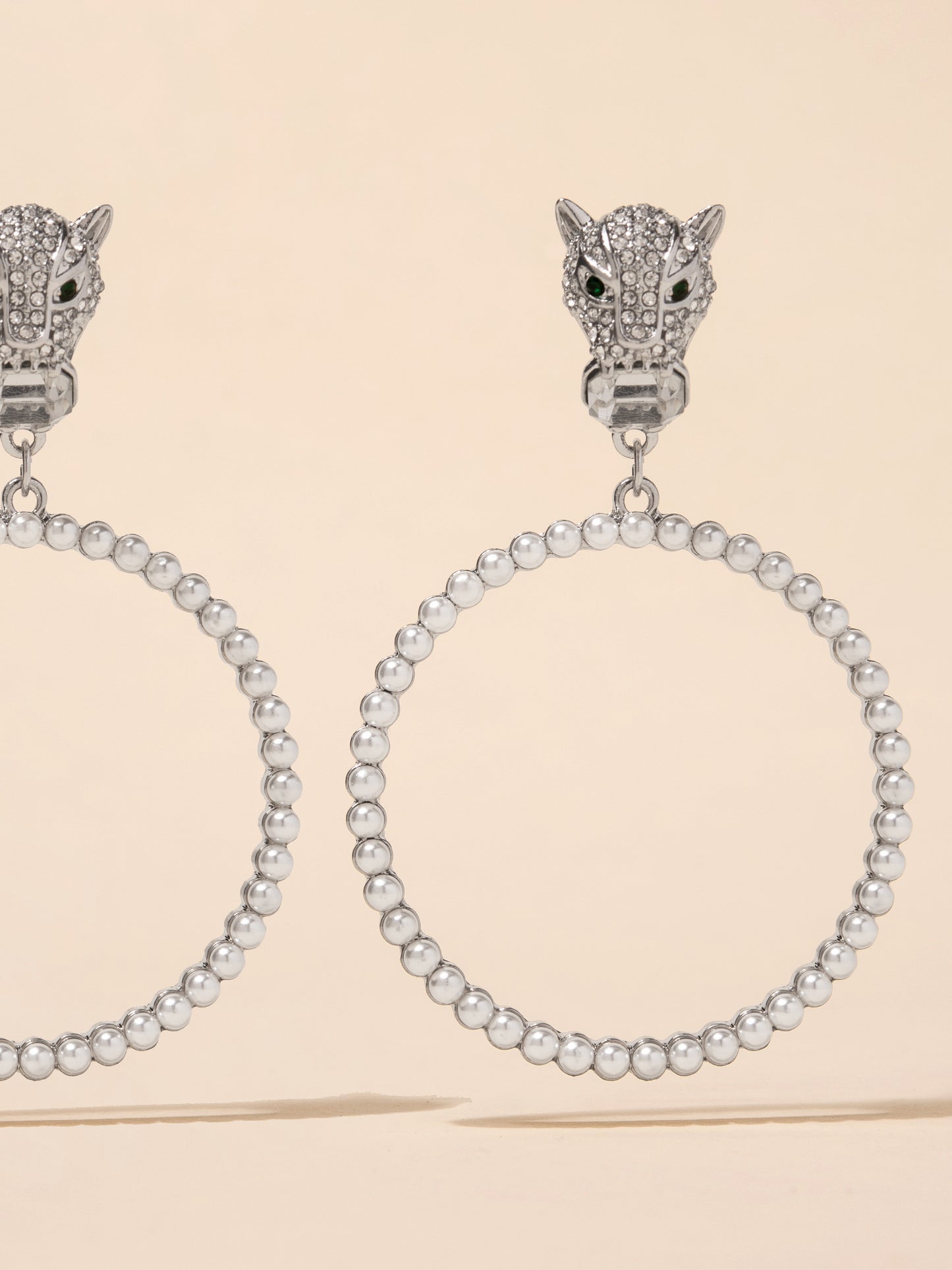 Jamila Leopard Rhinestone and Pearl Earrings