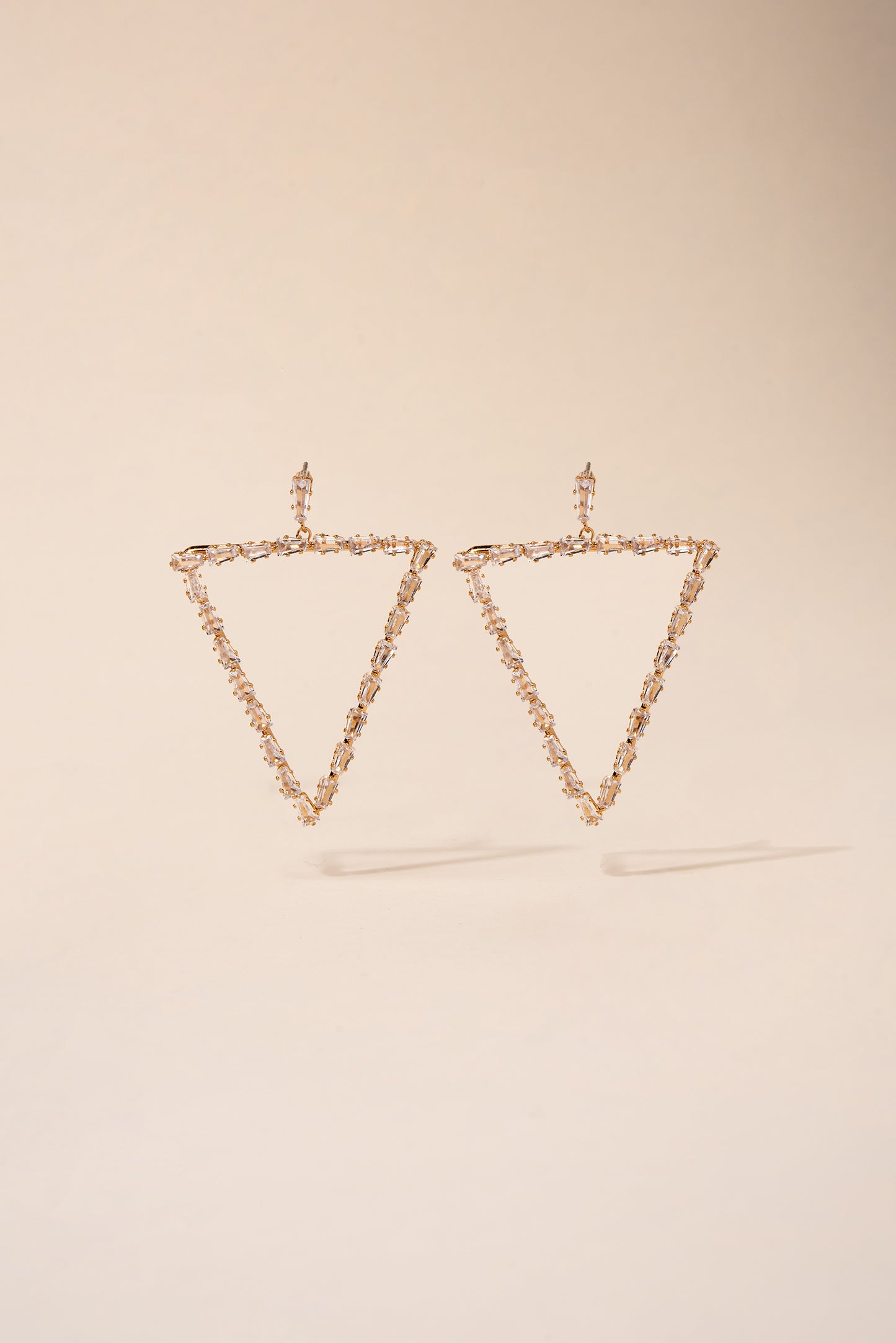 Fern Triangular Cubic Rhinestone Earrings