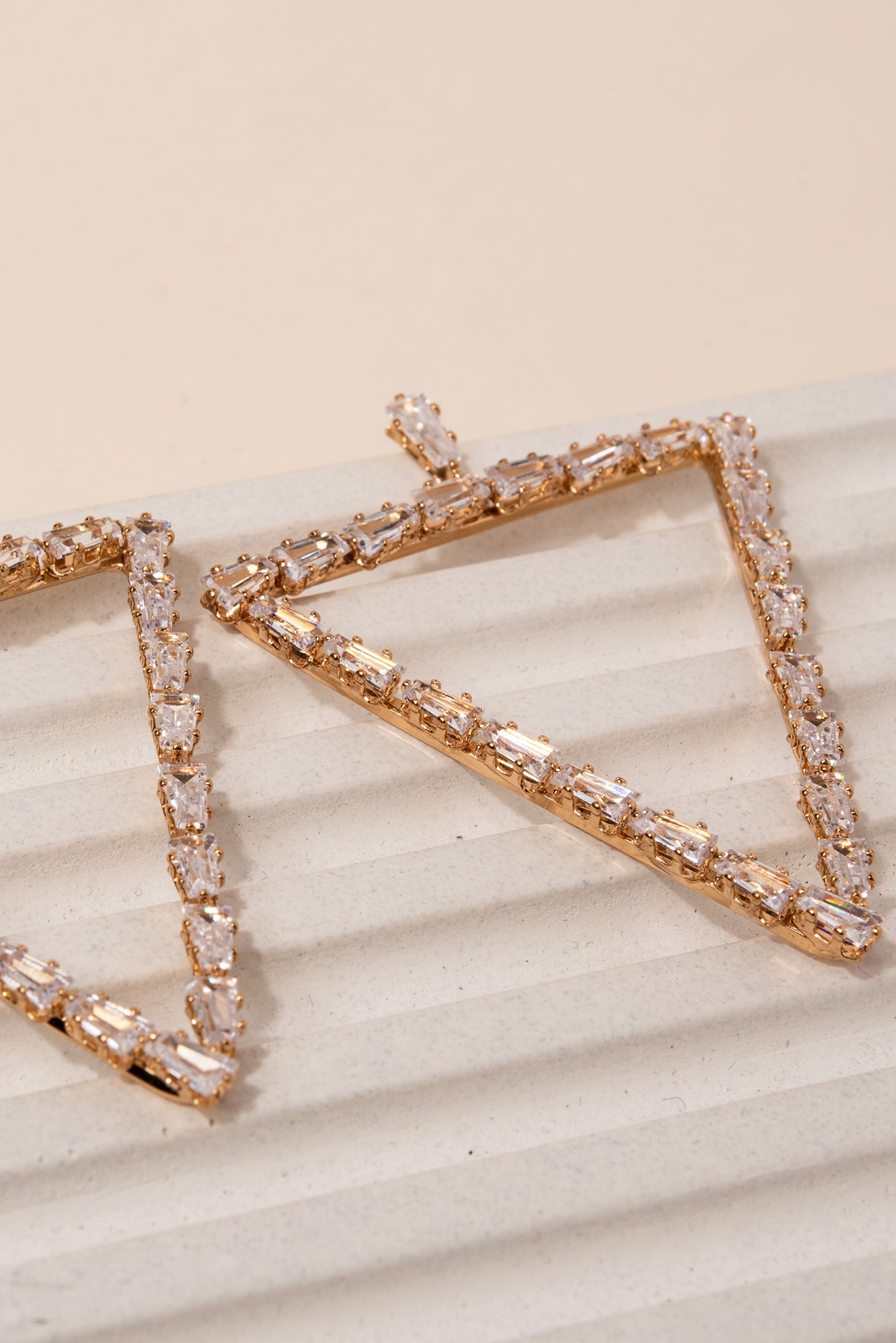 Fern Triangular Cubic Rhinestone Earrings