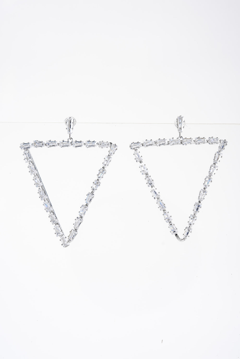 Fern Triangular Cubic Rhinestone Earrings