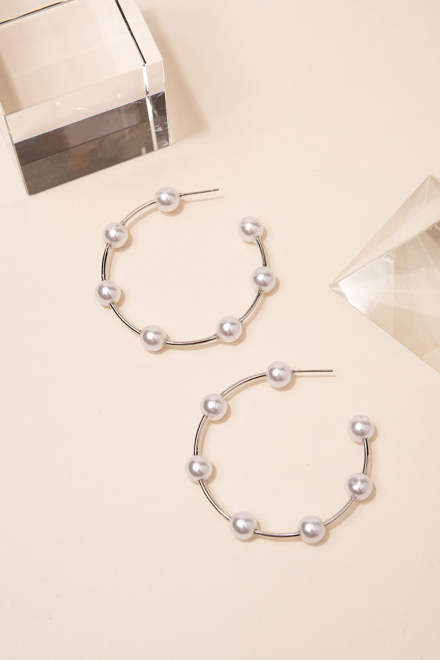 Floating Pearl Hoop Earring
