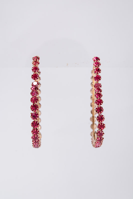 Emerson Crystal Rhinestone Heart Hoop Earrings | Pink