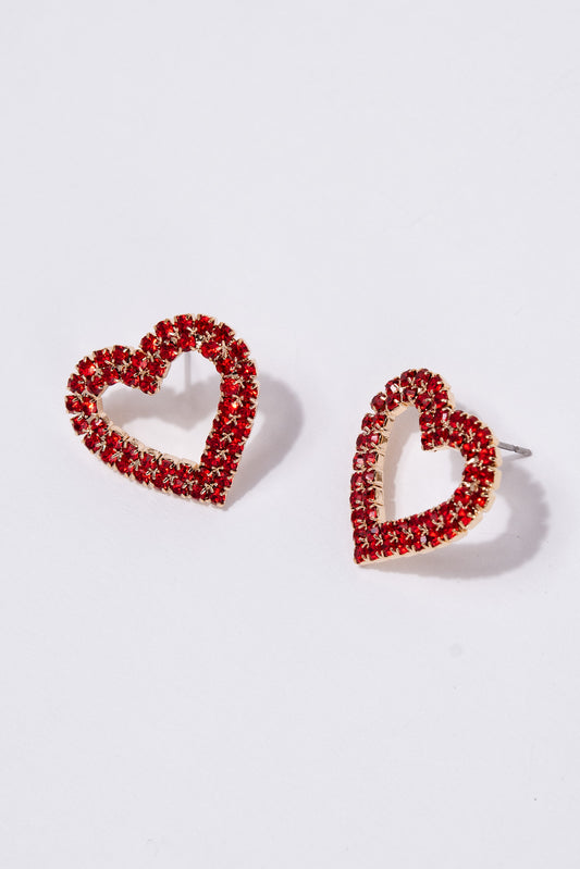 Brianna Heart Pave Drop Earrings | Gold