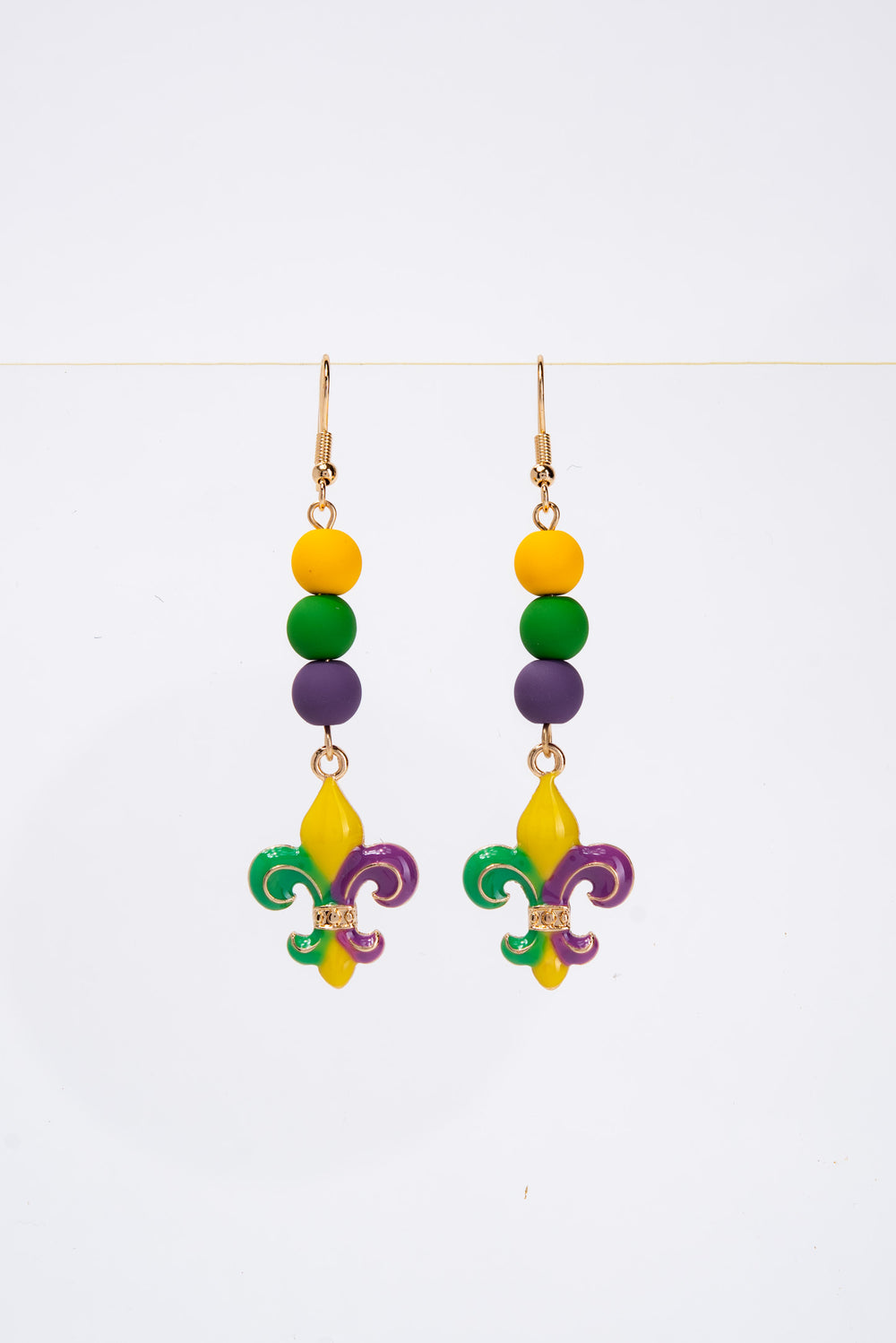 Catalina Mardi Gras Fleur De Lis Dangle Earrings