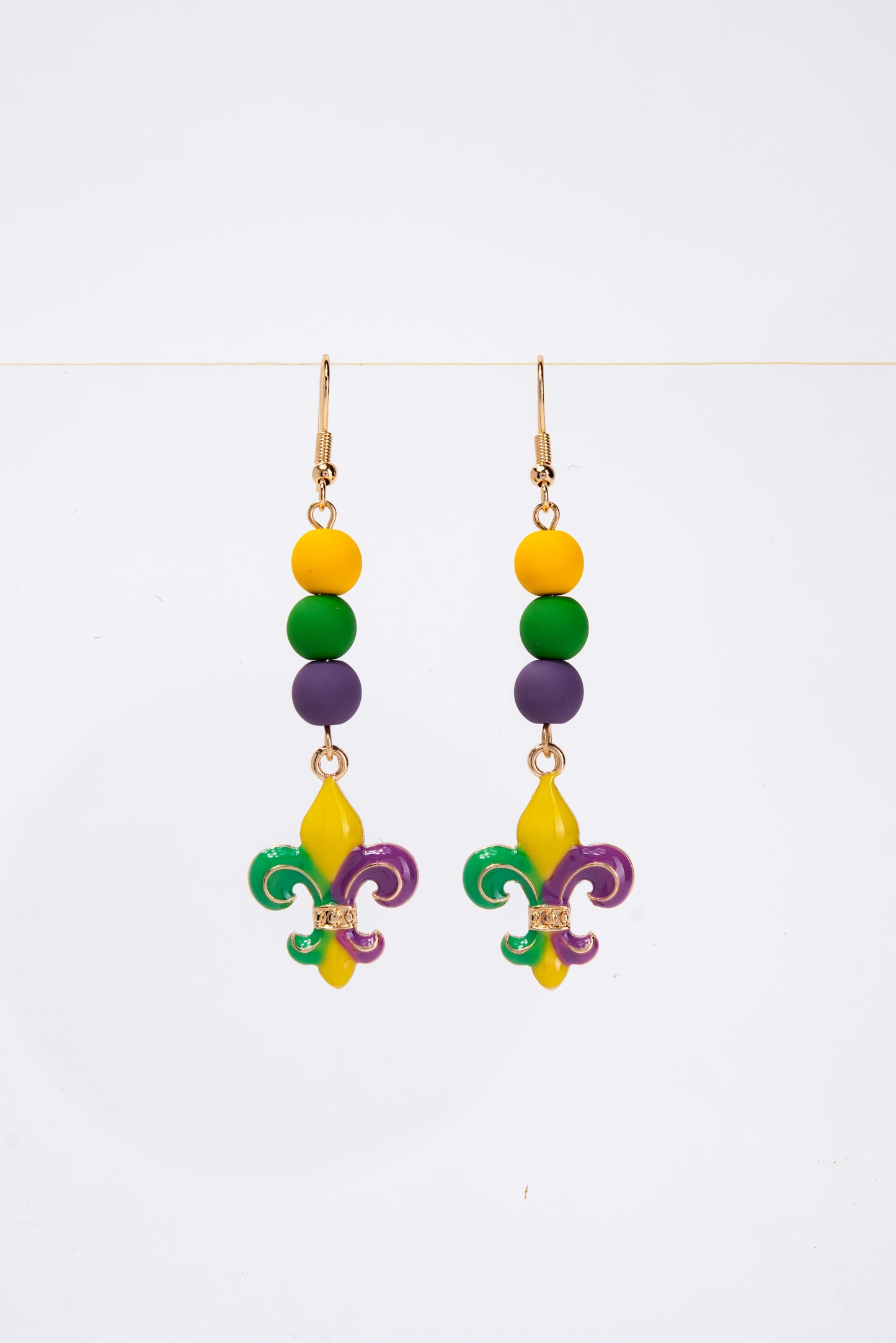Catalina Mardi Gras Fleur De Lis Dangle Earrings