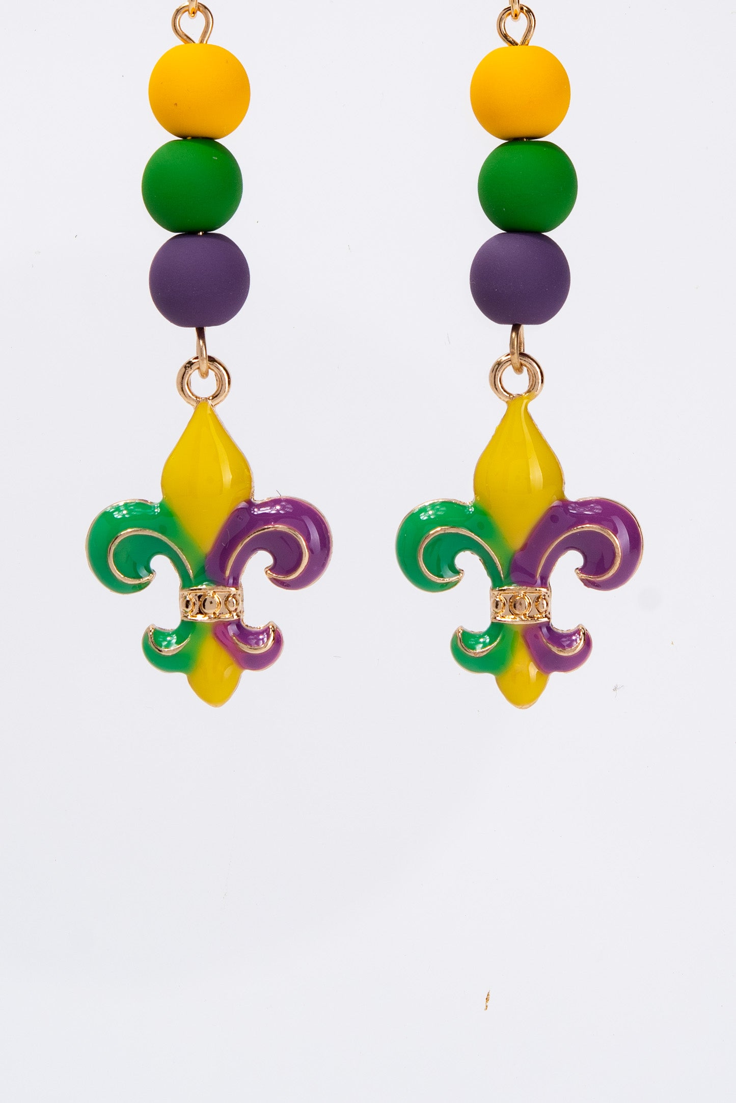 Catalina Mardi Gras Fleur De Lis Dangle Earrings