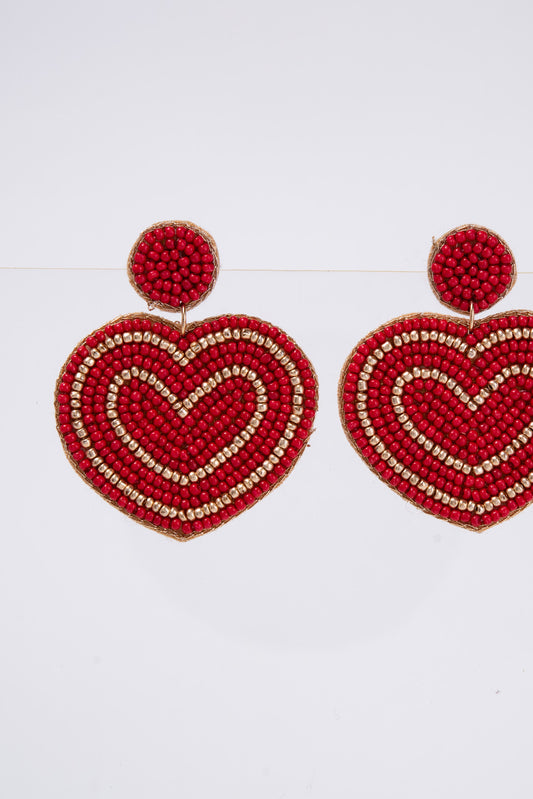 June Seed Bead Heart Drop Earrings