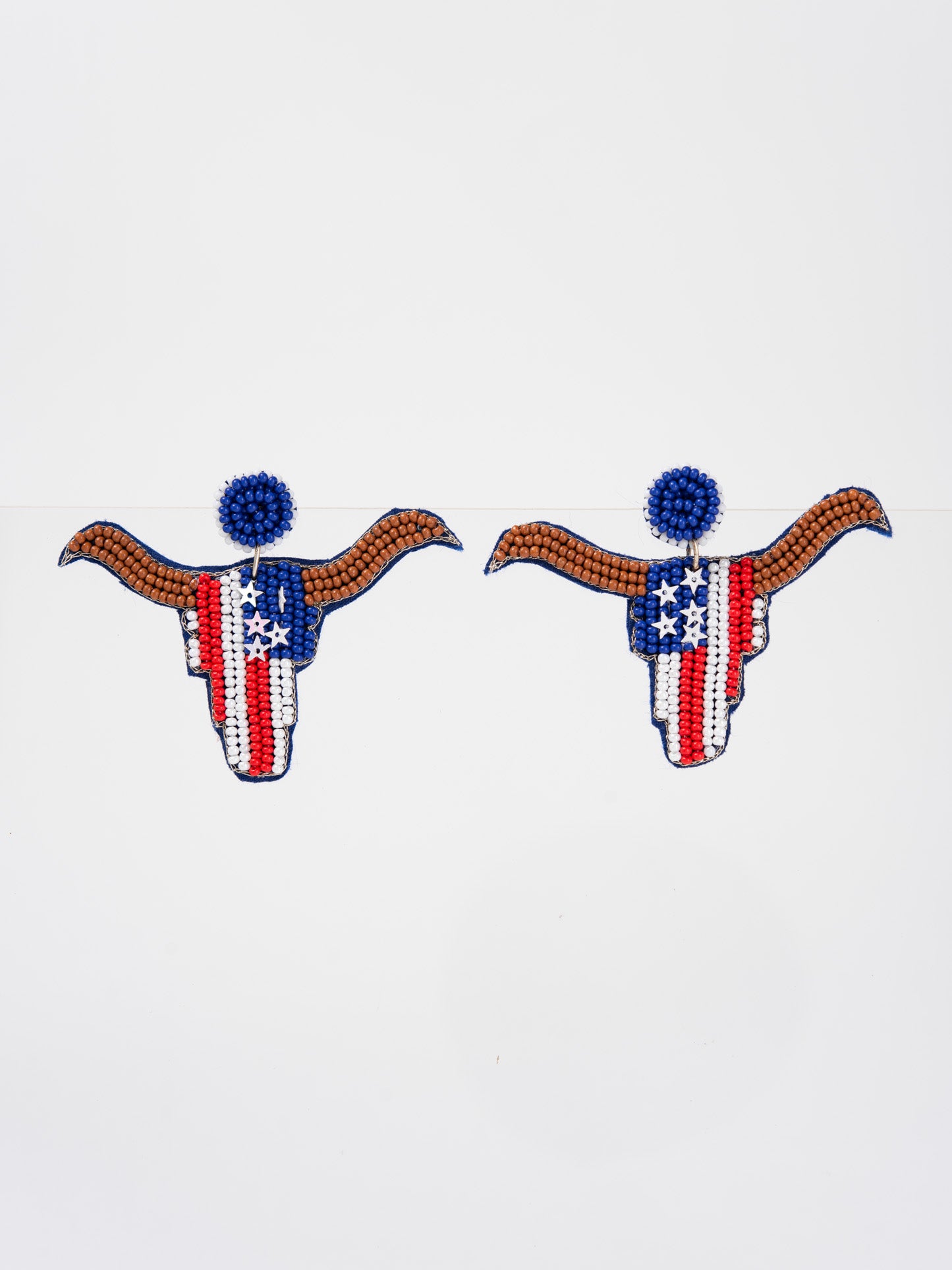 Elliana Patriotic Propeller Longhorn Drop Earrings