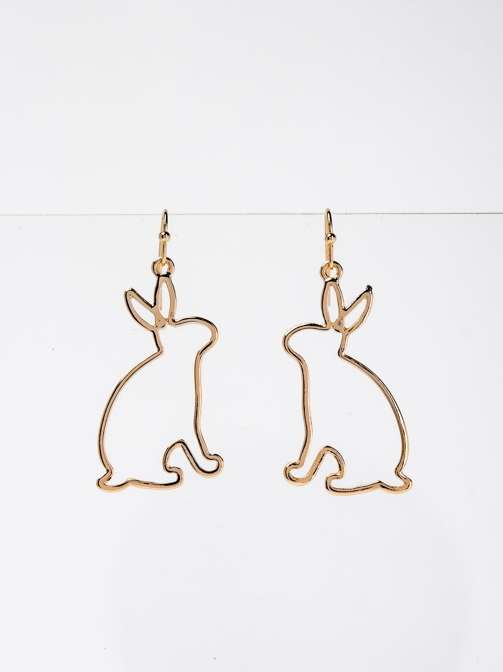 Gabriella Easter Rabbit Shaped Outline Drop Earrings | Gold