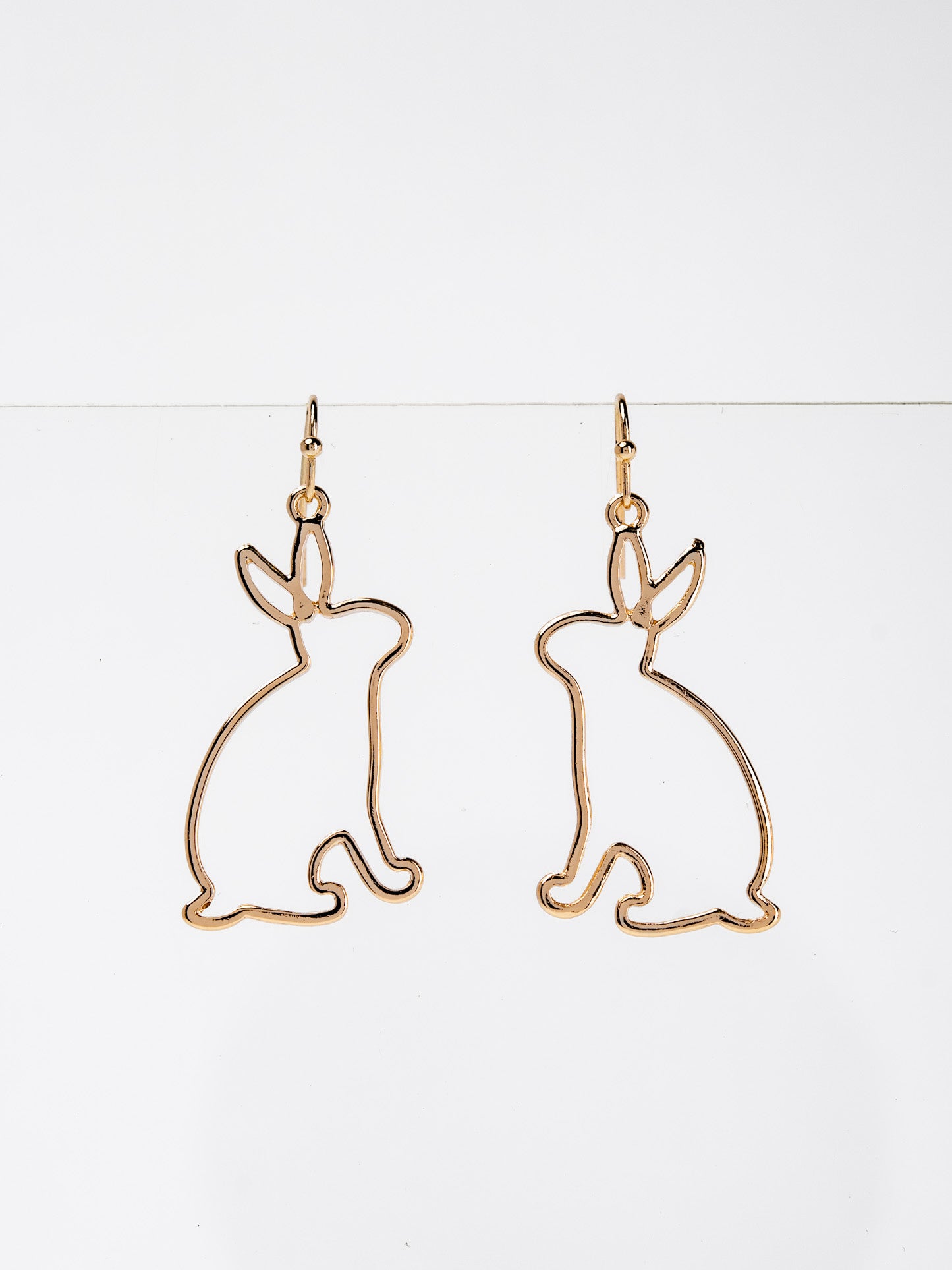 Gabriella Easter Rabbit Shaped Outline Drop Earrings | Gold