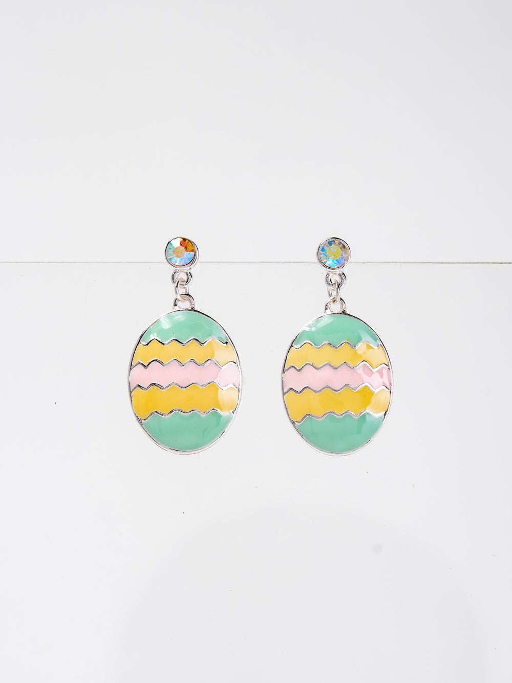 Genesis AB Rhinestone Enamel Easter EGG Dangle Earrings
