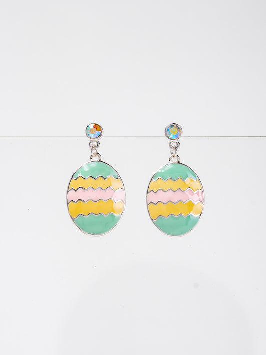 Genesis AB Rhinestone Enamel Easter EGG Dangle Earrings