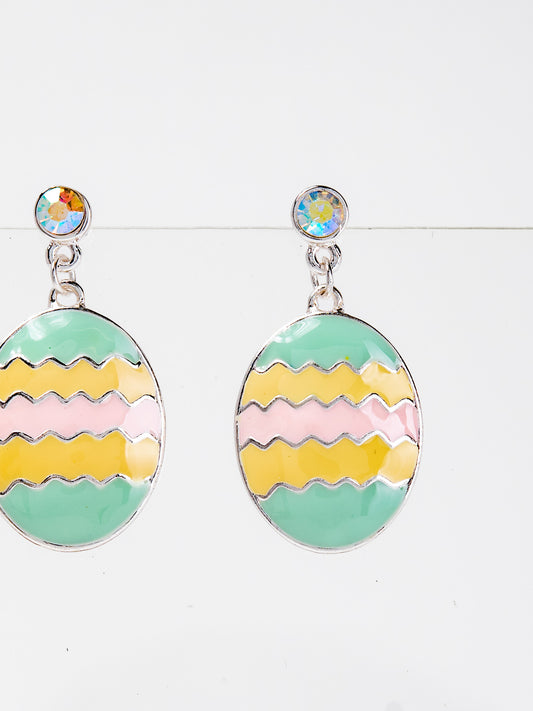Genesis AB Rhinestone Enamel Easter EGG Dangle Earrings