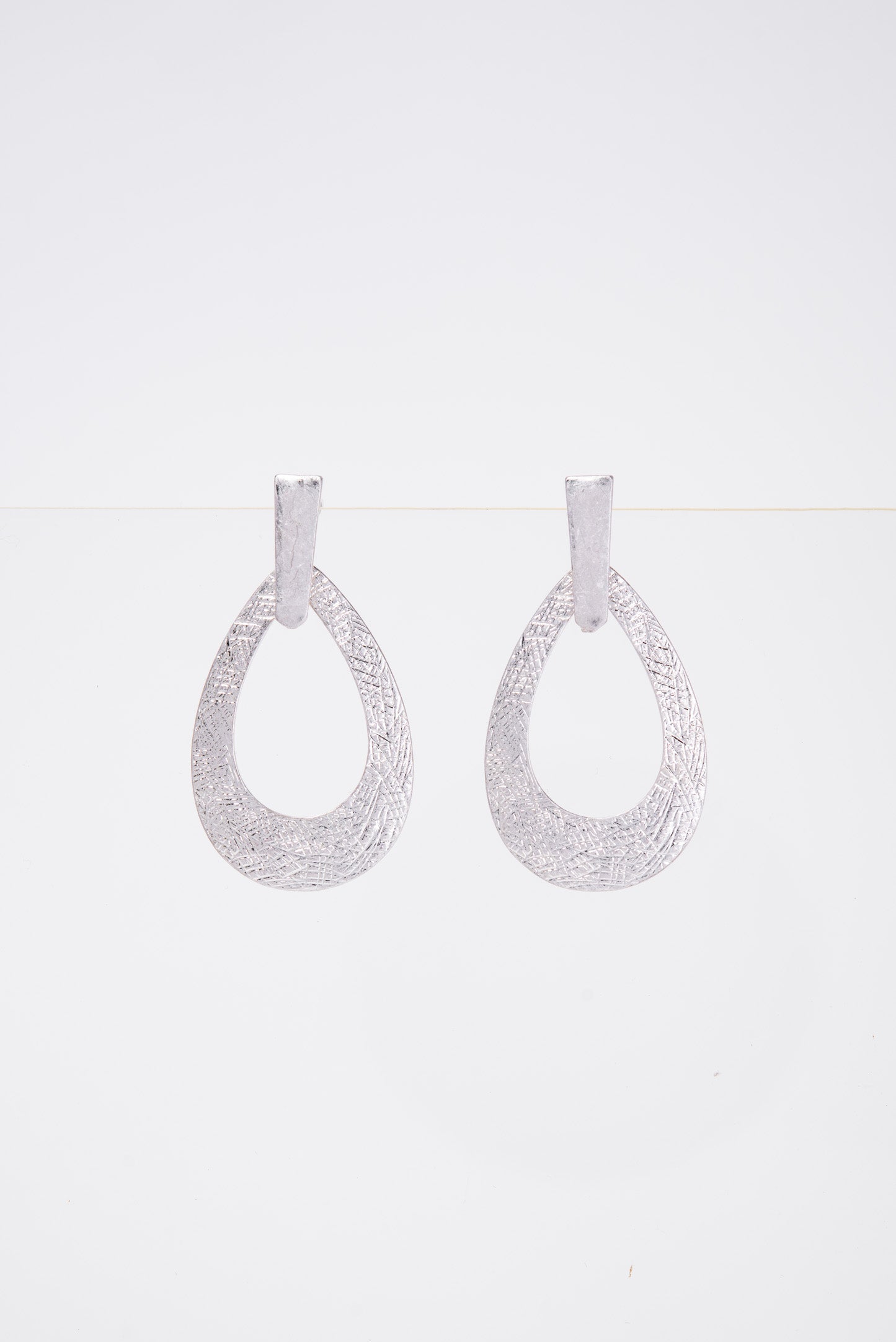 Emily Teardrop Textured Metal Dangle Earrings