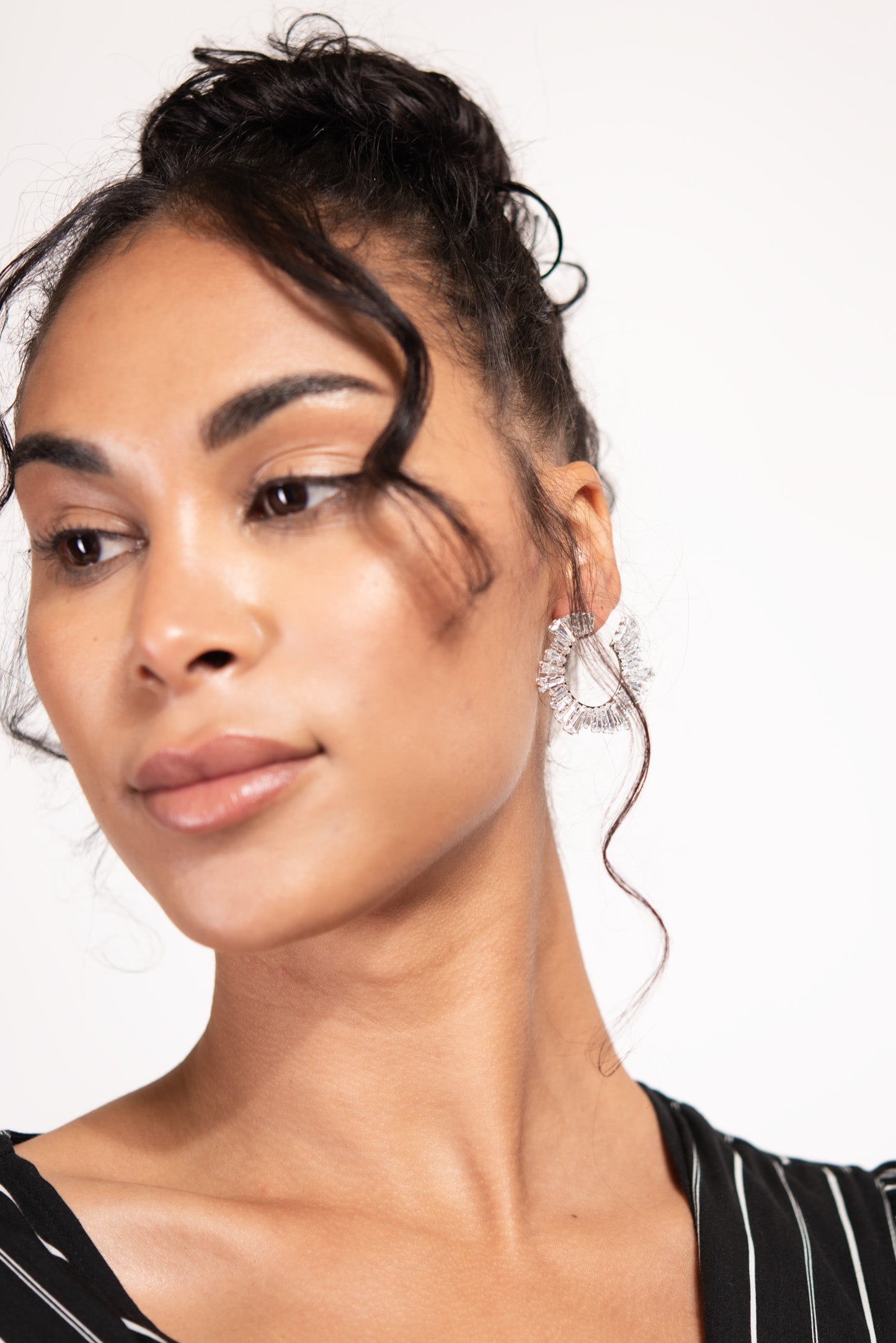 Kalinda Stacked Rectangle CZ Hoops