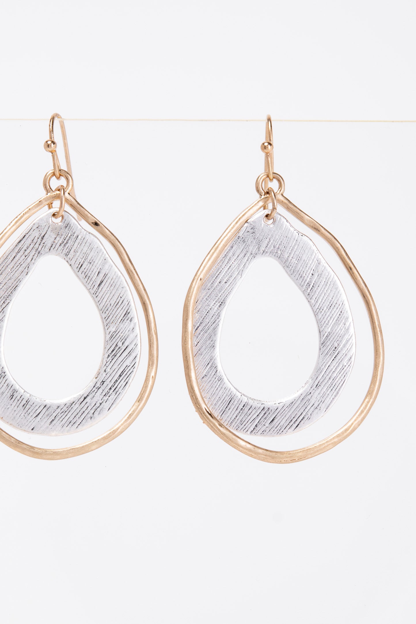 Eve Boho Layered Teardrop Metal Dangle Earrings