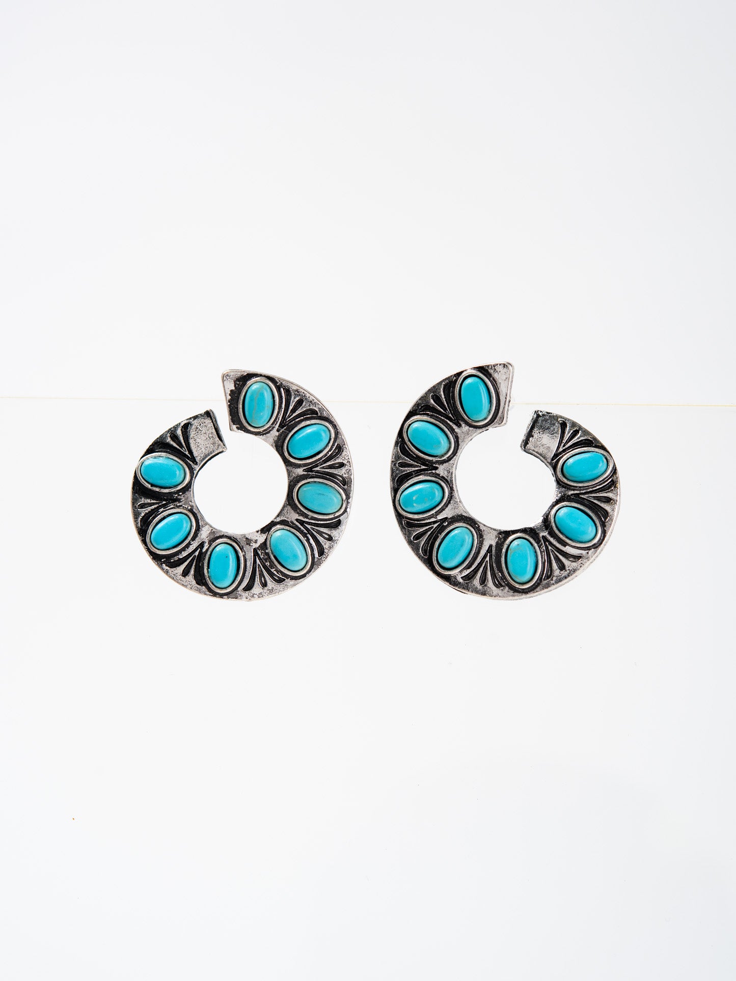 Ava Western Inlay Stone Open Circle Drop Earrings