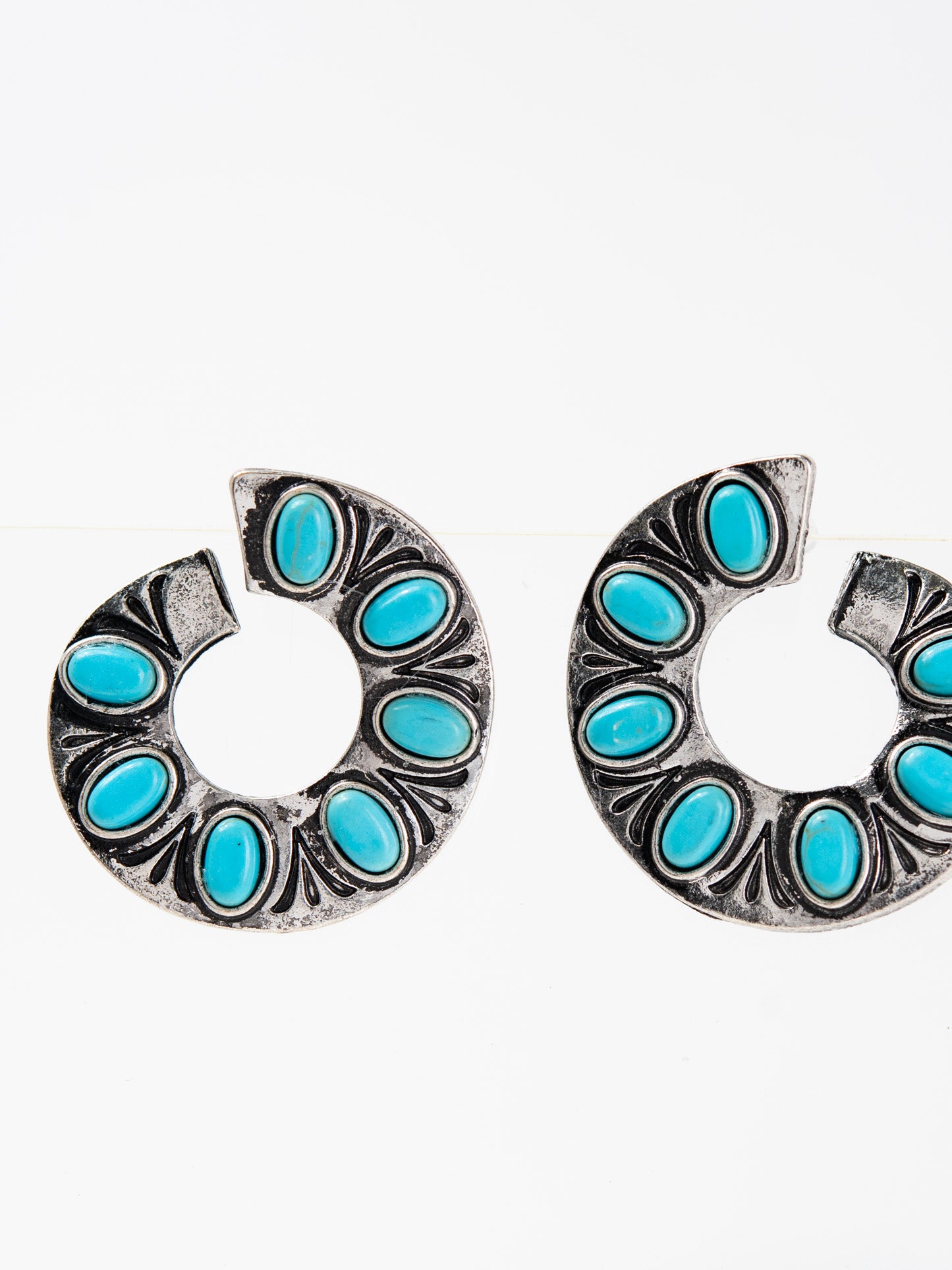 Ava Western Inlay Stone Open Circle Drop Earrings