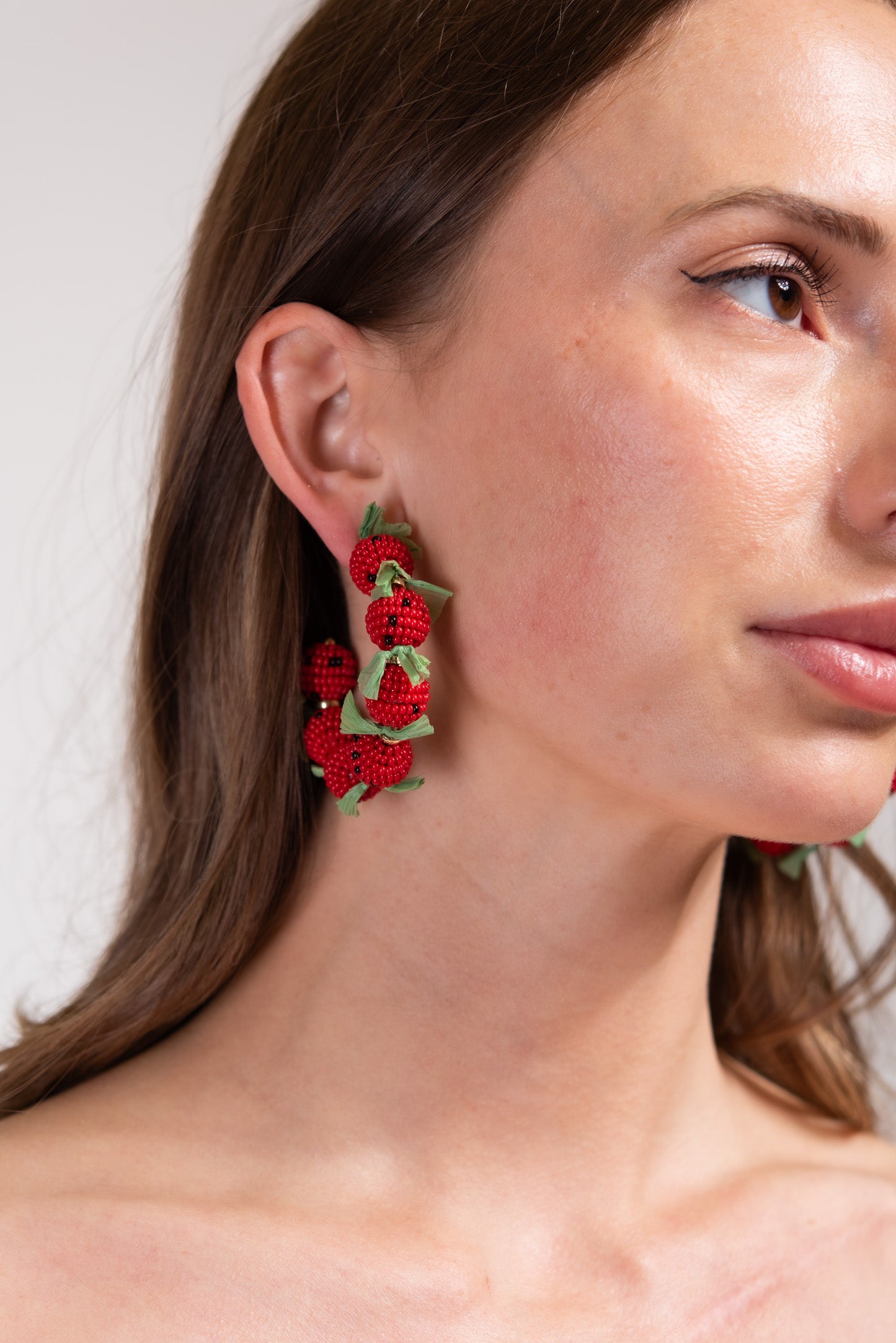 Melanie Strawberry Open Hoop Earrings