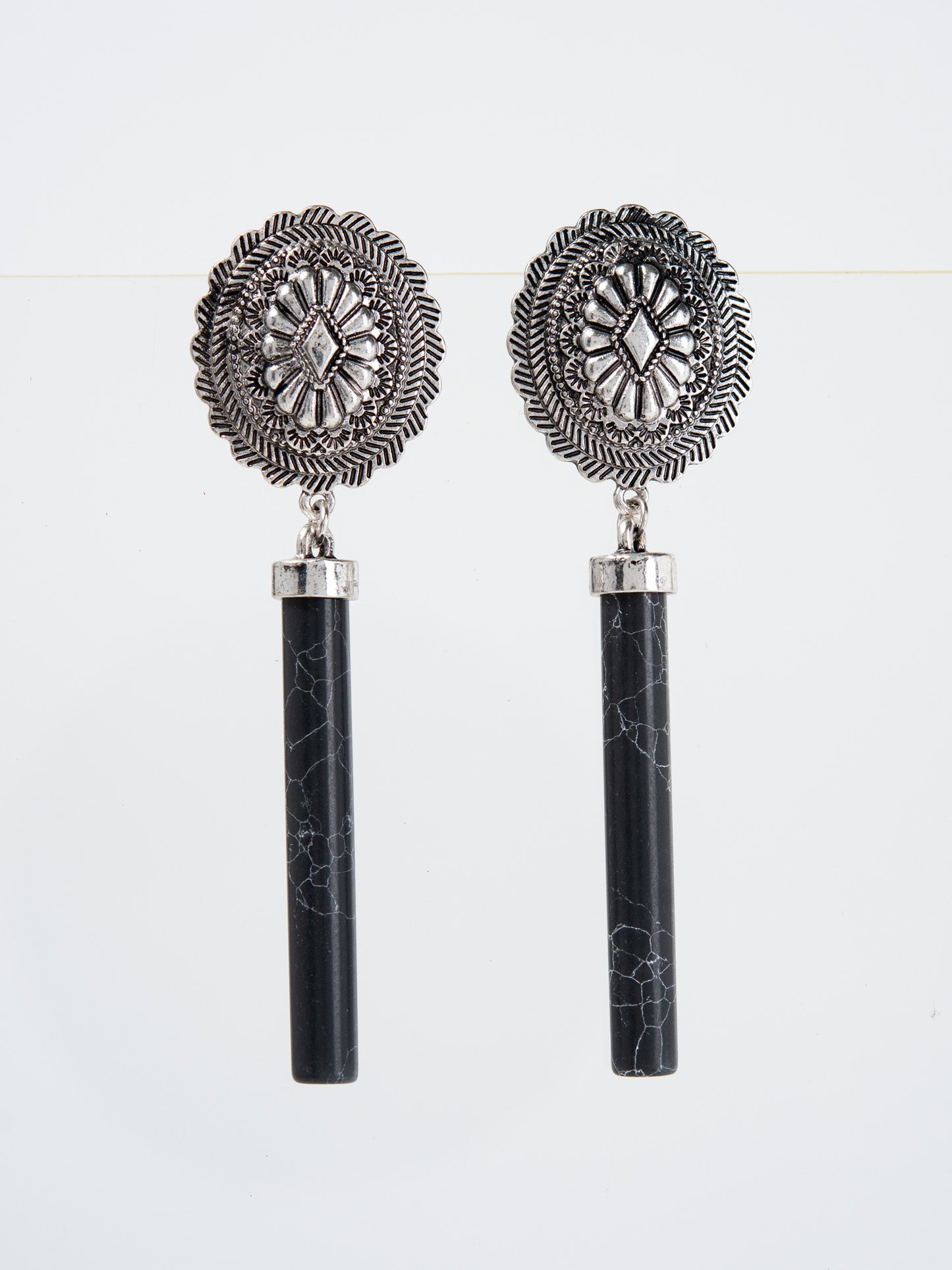 Sonnet Western Hand Craft Stone Cylinder Dangle Earrings