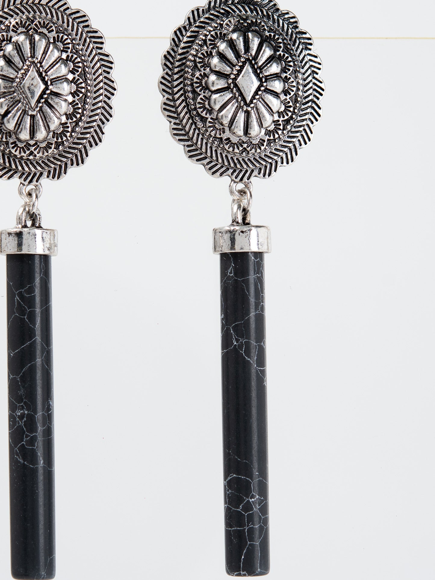 Sonnet Western Hand Craft Stone Cylinder Dangle Earrings